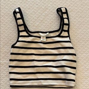 H&M Black and White Striped Crop Top